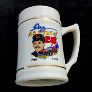NASCAR Davey AllisonWhite Ceramic Mug with Gold Accents
